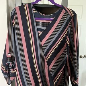 Long sleeve faux wrap style blouse